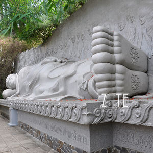 手彫り白い大きな大理石の御影石眠っている仏像彫刻 - Product Image 3