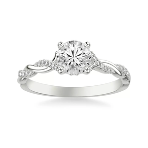 14K Gold Twisted <b>Infinity</b> Shank Pave Side Diamonds Round Lab Grown Diamond Engagement Ring IGI certificate for women Jewelry - Product Image 2