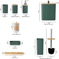 Ensemble de salle de bain vert 9 pièces comprenant un porte-brosse WC, un distributeur de savon, une poubelle et des accessoires décoratifs pour comptoir