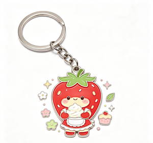 Strawberry Enamel Metal Key Chain Cartoon <b>Keyring</b> Silver <b>Ring</b> Chain Gift Accessory - Product Image 4