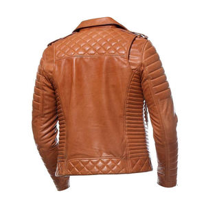 Blouson de moto en cuir, pour hommes, avec deux poches avant, - Product Image 6