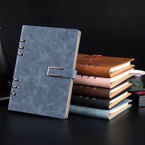Carpeta <span class=keywords><strong>de</strong></span> anillo <span class=keywords><strong>de</strong></span> cuero PU A5, cuaderno impreso con logo personalizado, planificador suelto con hebilla magnética, venta al por mayor - Product Image 1