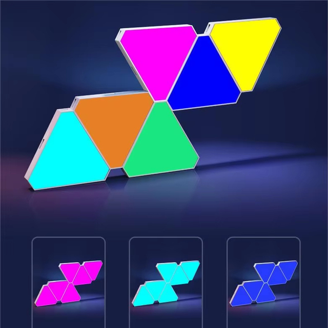 Smart Lights Panels LED Light Panel Smart Control Game Sync RGBIC Voice Control Triangle Wall Light
