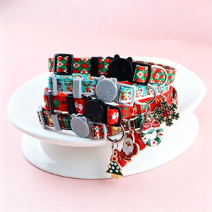 Nouveau Collier de Noël Festif Ajustable pour <span class=keywords><strong>Animaux</strong></span> de Compagnie (Chats et Chiens) avec Nœud Papillon Amovible en Polyester – Série d'Accessoires de Fête - Product Image 3