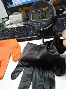 Fabricage Wegwerp Oranje Industriële Diamanttextuur Nitril Handschoenen