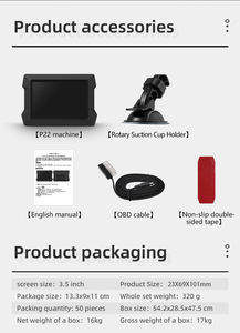 P22 Mais Recente Head up Display Digital Odômetro Segurança Alarme Água & Óleo Temp RPM OBD2 + GPS + Medidor de Inclinação HUD Carro Medidor Inteligente - Product Image 6