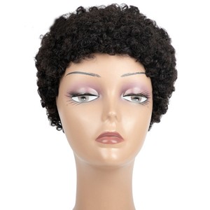 Parrucca Corta Bob Riccia Tagliata a Prezzo di Fabbrica, <span class=keywords><strong>Capelli</strong></span> Umani Brasiliani Remy per Donne di Colore, Marrone <span class=keywords><strong>Chiaro</strong></span> per Parrucche Lace Front Loose Fit - Product Image 1