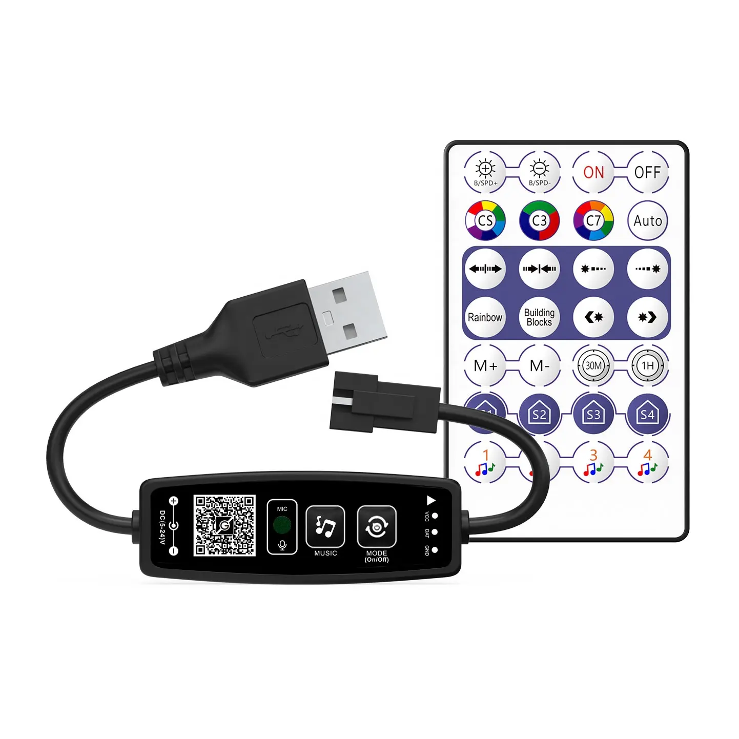 Blue tooth Mic controllo USB WS2812B RGBIC Controller LED indirizzabile con 28 tasti DC remoto 5V 3pin Dream Color Pixel Strip Lights