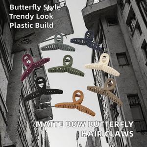 Pinzas de Pelo Grandes con Diseño de Lazo en Spray Mate para Mujer, Estilo Maillard, Elegantes Pinzas de Pelo de Plástico con Forma de Mariposa - Product Image 2