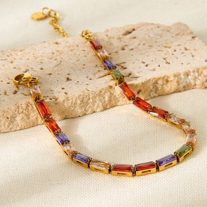 Pulsera de tenis vintage de acero inoxidable con diseño elegante, joyería al por mayor, impermeable, chapada en oro de 18K, con circonitas, regalo para mujer - Product Image 4