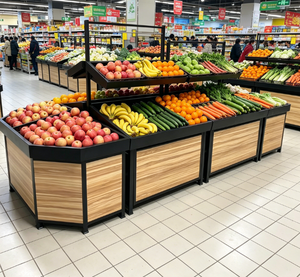 Étagère de présentation de fruits et <span class=keywords><strong>l</strong></span>égumes noire haute capacité - Idéale pour les supermarchés, les épiceries et les magasins d'aliments biologiques - Product Image 3