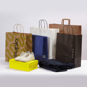 Sacs <span class=keywords><strong>en</strong></span> papier kraft brun écologiques KM avec poignées, sacs de shopping personnalisés avec logo imprimé, fournisseur d'emballages <span class=keywords><strong>en</strong></span> gros - Product Image 4