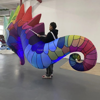 Ballon gonflable publicitaire géant Hippocampe de 3,5 m avec lumières LED, durable pour les défilés et spectacles