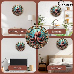 Round Wooden Wall <b>Clock</b> 25Cm Silent Non Ticking Home Living Room Decor <b>Art</b> <b>Clock</b> - Product Image 3