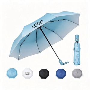 Parapluie pliant élégant et moderne, de qualité supérieure, portable, personnalisé, imprimé, professionnel, ouverture manuelle, design à 3 plis, revêtement noir élégant - Product Image 1