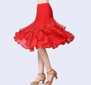 Elegante luccicante con motivo floreale e paillettes gonna corta al ginocchio per Performance di danza moderna da donna - Product Image 4