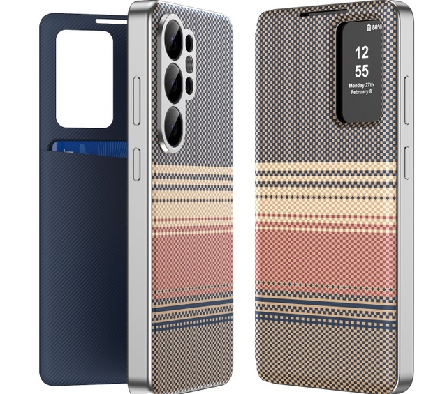 View Window Woven Texture Flip Phone and Fashionable Textured Leather Case for Samsung Galaxy S26 ULTRA/S26 PLUS/S25 FE/S25 Edge