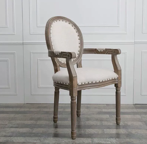 Chaise de salle à manger en bois massif de style <span class=keywords><strong>Louis</strong></span> XVI vieilli pour la maison, le bureau et le bar à domicile - Product Image 2