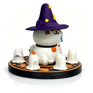 Figurine de sorcière blanche et de chat imprimée en 3D FDM pour Halloween, statue de table fantôme citrouille Kawaii, décoration de bureau pour les fêtes, cadeau - Product Image 2