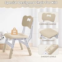 Mesa Infantil Ajustable de Madera con 4 Sillas y Superficie de Dibujo, Tamaño Personalizable, Muebles para Niños Pequeños para la Escuela