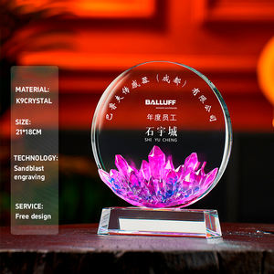 Logotipos gratuitos personalizados, trofeo de cristal K9 colorido, trofeos personalizados tallados exquisitos, premio de contribución de Base negra - Product Image 4