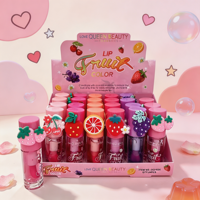 Love Queen Beauty Gloss à lèvres teinté hydratant longue durée effet mat, motif patte de chat, design mignon de dessin animé, 3G, 24 pièces