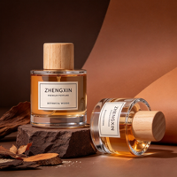 Kotak Kemasan Parfum Kaca Berkualitas Tinggi dengan Tutup Kayu Bulat, Botol Parfum Semprot Custom 30ml 50ml 100ml dan Tutupnya