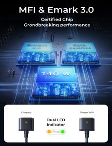 Câble de charge magnétique LISEN PD 3.1 140W, cordon d'alimentation rapide tressé USB C magnétique pour <span class=keywords><strong>MacBook</strong></span> Pro 16 pouces <span class=keywords><strong>Air</strong></span> M2 M3 Laptop - Product Image 6