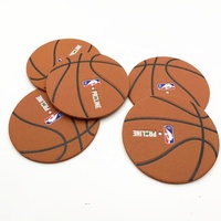 Sous-verres personnalisés en PU grain de basket-ball de 9 cm de diamètre, antidérapants et isolants pour tasses à café et mugs à bière
