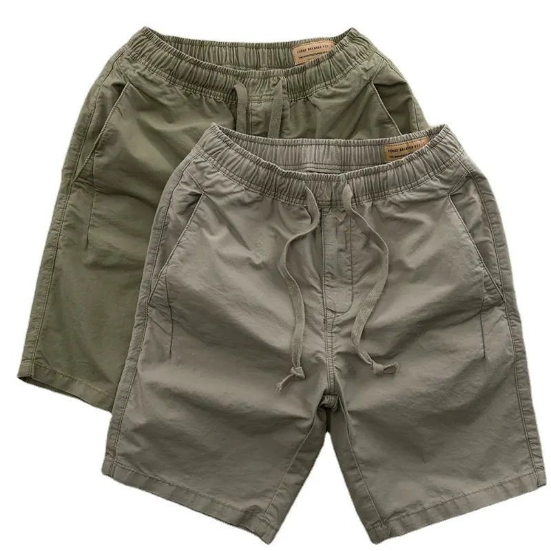 2024 venda direta da fábrica calças curtas de cintura elástica masculinas shorts casuais de algodão de qualidade shorts de carga verde baratos