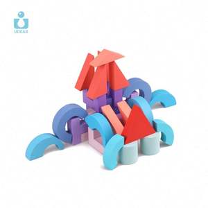 UDEAS 공장 어린이 나무 빌딩 블록 장난감 멋진 색상 나무 빌딩 블록 세트 장난감 - Product Image 2