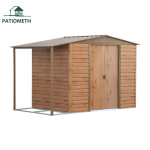 <span class=keywords><strong>Abri</strong></span> de jardin en métal sur mesure avec finition imitation <span class=keywords><strong>bois</strong></span>, double porte coulissante et kit d'extension de toit, fabrication OEM prise en charge - Product Image 2