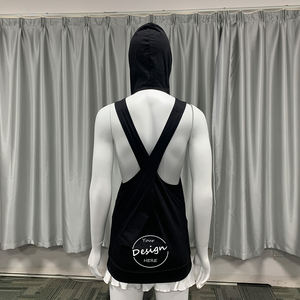 Camiseta sin mangas de entrenamiento atlético transpirable para hombre de verano con logotipo personalizado impreso tejido de punto con capucha 100% poliéster de secado rápido - Product Image 6