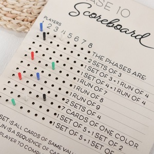 Tableau de score carré en bois fait main <span class=keywords><strong>Phase10</strong></span>, accessoire de jeu de table familial, produit très vendu - Product Image 3