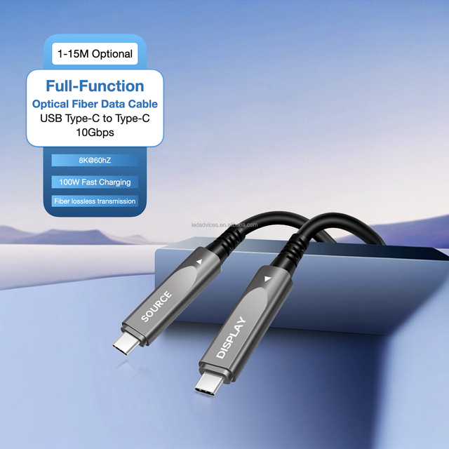 Full Feature USB C AOC Fiber Cable 8K Video 10Gbps Data PD 100W Long Range Type C for Medical Imaging LED Signage VR