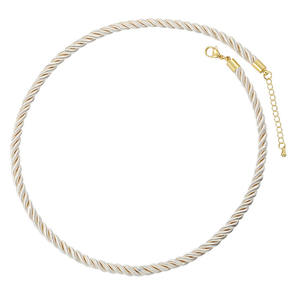 BCL1303人気マルチカラー5mmシルクリボンツイストロープストリングコードゴールドエンドチョーカーネックレス - Product Image 3