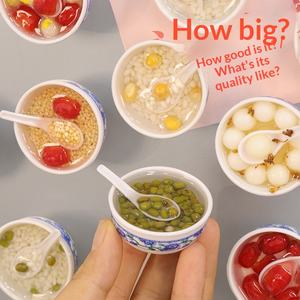 Aimants créatifs pour réfrigérateur, <span class=keywords><strong>mini</strong></span>-bols de dessert DIY, jouets alimentaires personnalisés, autocollants magnétiques pour réfrigérateur en forme de haricot mungo et de riz glutineux - Product Image 1
