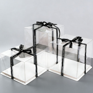 Caja Transparente Cuadrada <span class=keywords><strong>de</strong></span> 4/6/8/10 Pulgadas con Múltiples Niveles y Tapa Transparente para Pasteles <span class=keywords><strong>de</strong></span> Cumpleaños, Bodas, Repostería y Bombones - Product Image 1