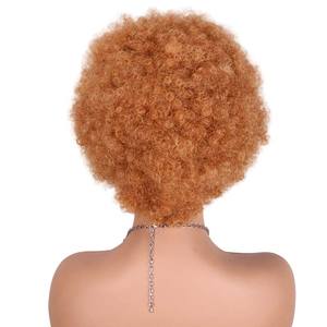 27 #   Perruques frontales <span class=keywords><strong>sans</strong></span> colle en cheveux humains vierges brésiliens, boucles afro courtes, coupe pixie, franges, cheveux de bébé, nœuds décolorés, brun foncé, petite taille - Product Image 4