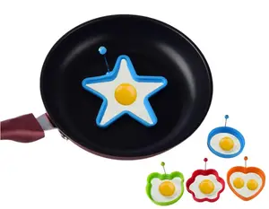 Vários design anel de ovo de silicone não aderente, moldes de ovo culinários, forma de ovo perfeita anéis de panquecas