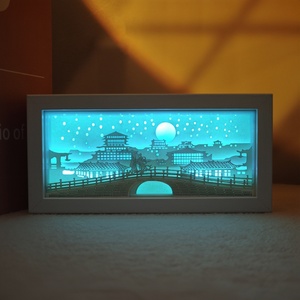 Lámpara de Escritorio de Tira Larga, Caja de Papel Personalizada, Caja de Fotos 3D, Luz Nocturna de Papel Recortado, Marco de Madera con Escena LED - Product Image 2
