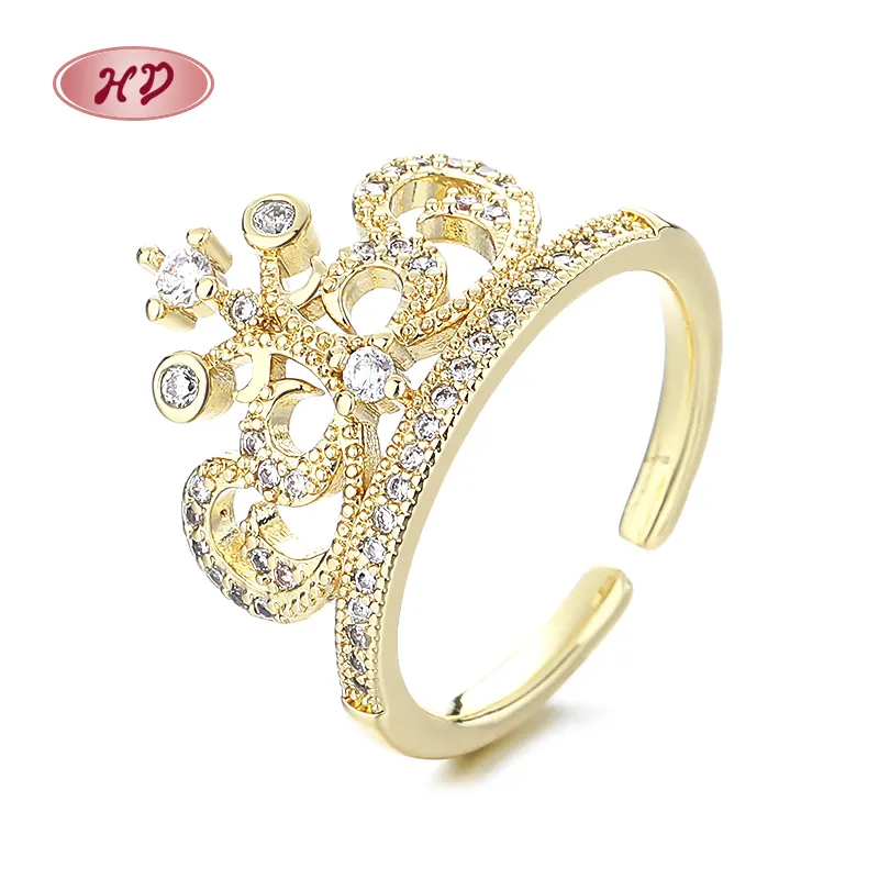 Incantevoli anelli corona principessa all'ingrosso moda donna moda anelli gioielli con Aaa zirconi