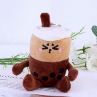 Porte-clés en peluche tasse de thé au lait perlée mignonne de 12 cm, jouet doux, cadeaux personnalisés en gros