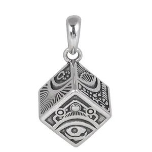 S925 sterling silver pendant for men sieve shape punk style silver jewelry punk style distinctive design Square necklace