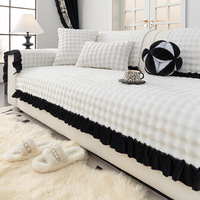 Housse de canapé en chenille à motif jacquard épais et antidérapant pour l'hiver, housse en tissu lavable pour canapés sectionnels