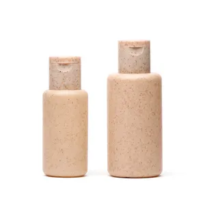 Wheat Straw Bottles Eco-friendly Cylindrical 30ml 50ml Screen Printing Lotion Cosmetic Shampoo Bottles Round