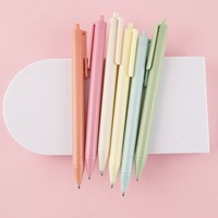 Ventes directes du fabricant-14 couleurs mignon Macaron bonbons Simple presse stylo à bille en plastique 1.0mm écriture avec motif de Logo