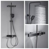 Ensemble de douche en or rose brossé, style européen, robinet de douche tout en cuivre, salle de bain à domicile, douche à effet pluie dorée de luxe