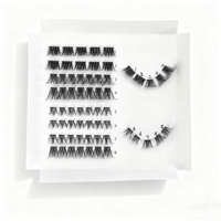 Plateaux de cils en grappe pré-mappés faits à la main, noir intense, de luxe, réutilisables, sans cruauté animale, pour un maquillage DIY en cachemire premium, super résistants