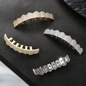 Grillz en zircon plaqué or 18 carats, micro-incrustation géométrique, unisexe, pour usage quotidien - Product Image 2